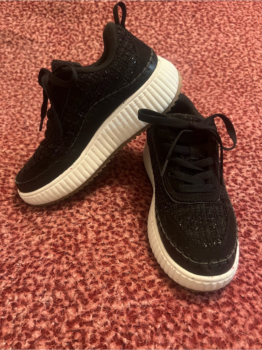 Black Knit Platform Sneakers